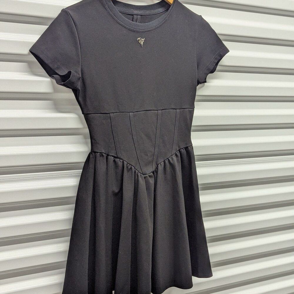 Y2K Whimsygoth Black Fit & Flare Corset Goth Mini Dress Skater Festival Girly